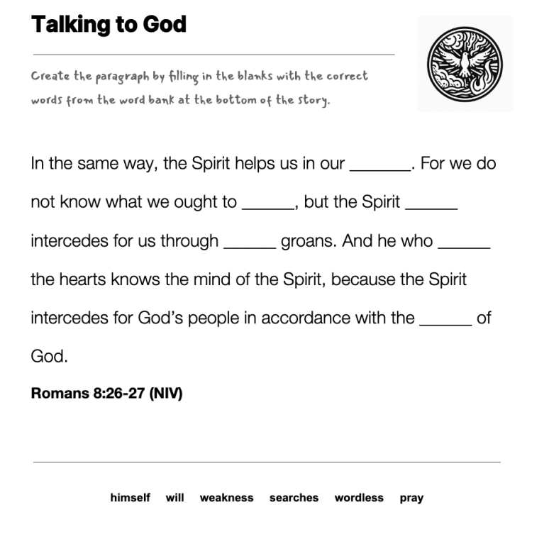 Talking to God fill-in-the-blank